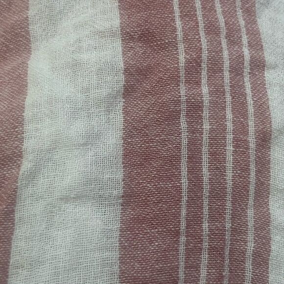 THREAD & SUPPLY DUSTY PINK STRIPED SHORT SLEEVE BUTTON DOWN LINEN SHIRT SMALL - Picture 7 of 8